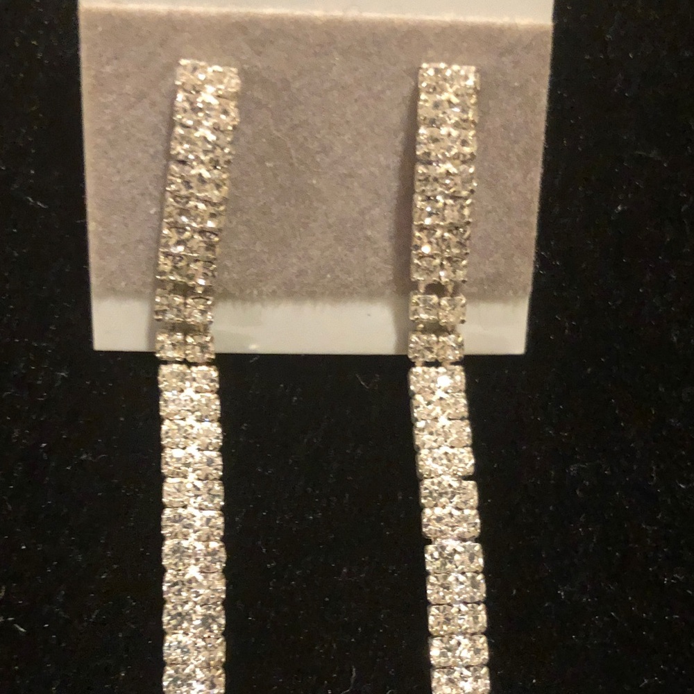 Cubic zirconia long dangling earnings.